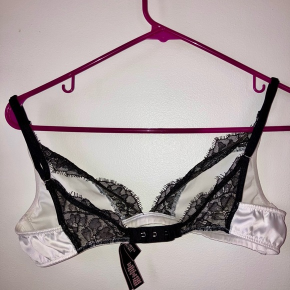 Victoria’s Secret silky/lace unlined bralette.  Size S.  White/black lace trim. - Picture 6 of 7